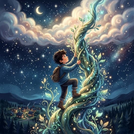 Ilustração da história: João e o Pé de Feijão nas Nuvens